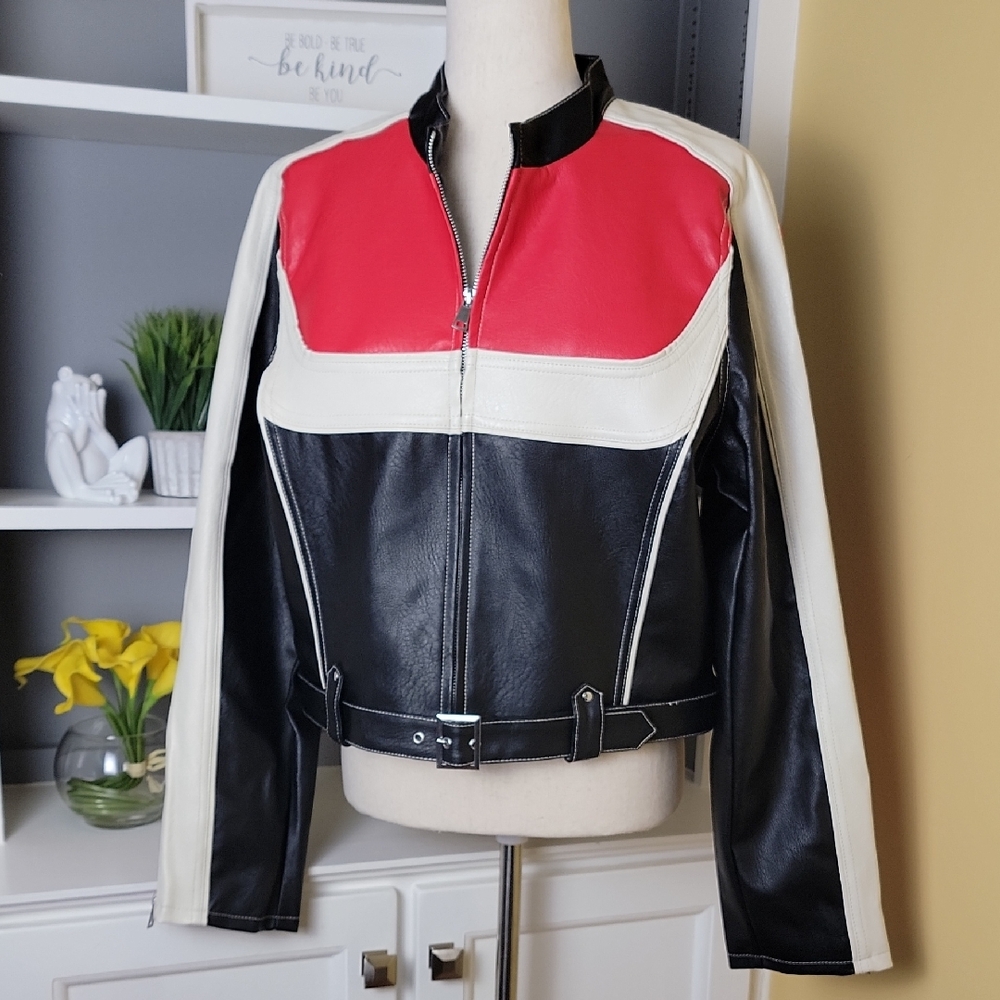 Urban Outfitters Jordan Faux Leather Moto Jackett